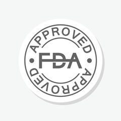 Food and Drug Administration FDA approved icon sticker isolated on gray background