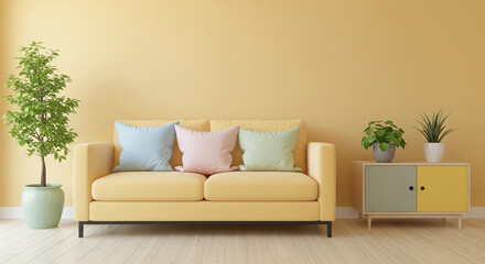 Modern Living Room with Pastel Colors