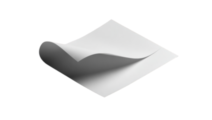 A white sheet of paper, or similar material, angled and curved