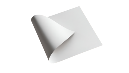 Folded white sticker or label