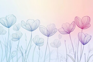 A clean, modern vector illustration of an abstract floral background with delicate line-art flowers and soft pastel gradients