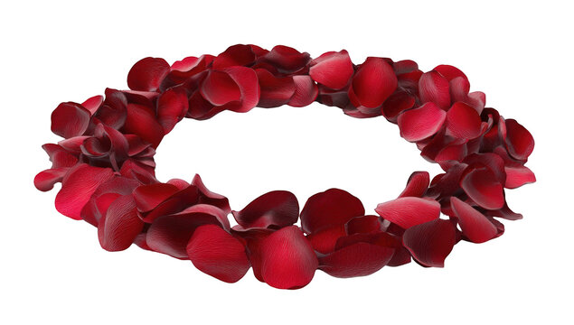 Red rose petals forming a circular wreath