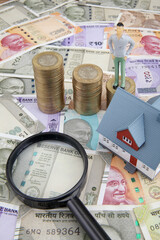 Model house and Indian currency-Concept of money growth and Investment