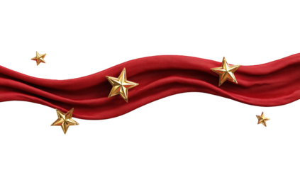 Red fabric ribbon with gold stars