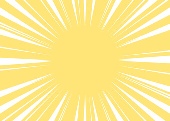 背景　中心があいた集中線　黄色