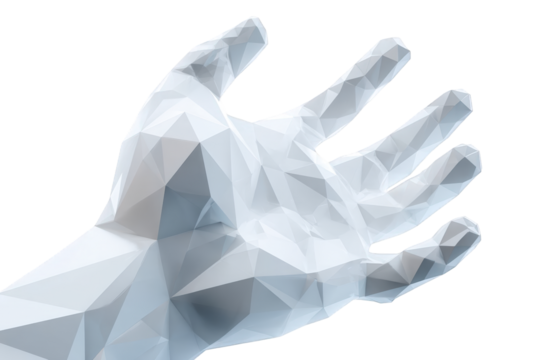 Abstract polygonal hand reaching outward