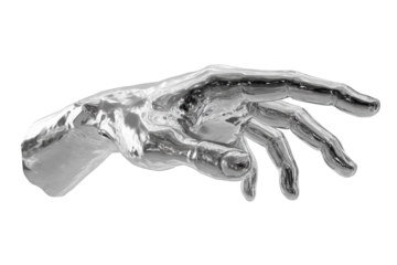 Polished metallic hand reaching out