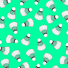 Shuttlecock Seamless Pattern. Flat Vector Design. Perfect for badminton themed backgrounds, textile design, and wrapping paper