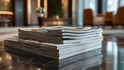 Stack of magazines on a table