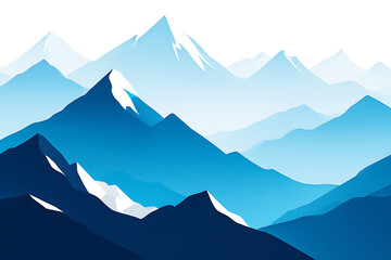 Naklejka premium Blue Mountain Layers Abstract Minimalist Winter Landscape