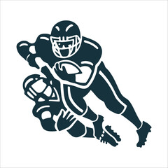 Football Player Breaking Tackle Silhouette Vector Breaking Tackle Player powering through a defender