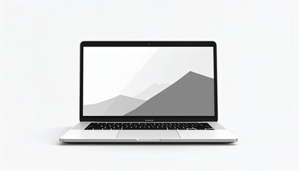 A clean vector style illustration of a modern laptop computer with minimal details isolated on a white background
