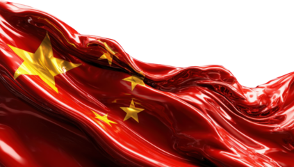 Dynamic Chinese flag, flowing fabric