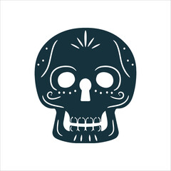 Stylized Skull with Keyhole Jaw Illustration Ancestral Bones A stylized skull with a keyhole jaw