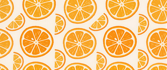 Vibrant citrus slices creating a lively, fruity pattern on display
