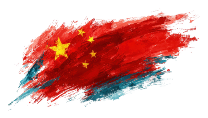 Abstract brushstroke representation of the Chinese flag