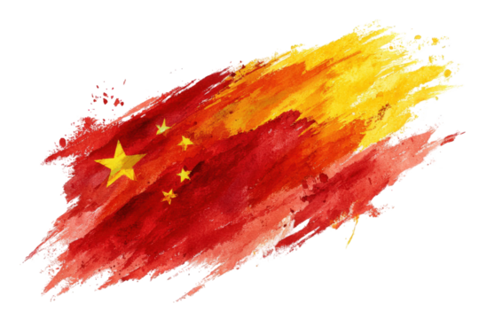 Abstract brushstroke depiction of the Chinese flag
