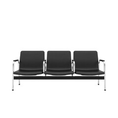 Obraz premium Contemporary waiting room seating, minimalist design, three ergonomic chairs aligned in