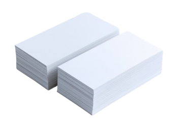 Two stacks of blank white rectangular cards