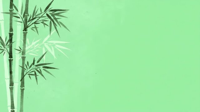 Simple, stylized bamboo stalks against a pale mint green background.