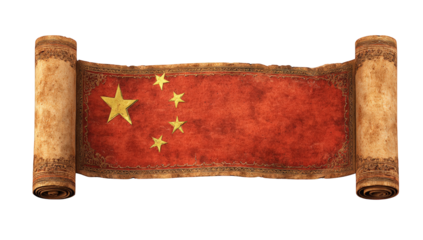 Ancient scroll depicting the Chinese flag