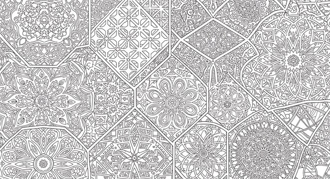 Intricate Geometric Pattern with Floral Motifs. - Powered by Adobe