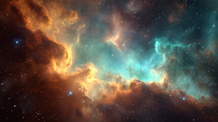 Fototapeta premium Exploring Colorful Nebula Cloud with Stars in Deep Outer Space