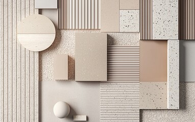 Neutral Tones: A Textured Composition of Geometric Shapes and Terrazzo Patterns
