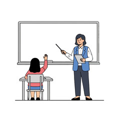 Flat Vector of School Education Scene