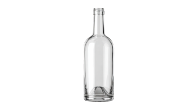 Empty clear glass wine bottle