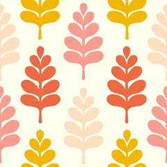Seamless Simple Leaf Pattern in Yellow and Orange – Scandinavian Autumn Fall Style