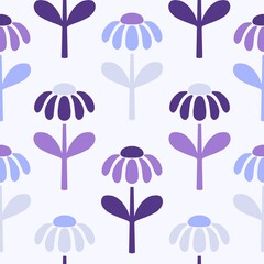 Seamless Daisy Flower Pattern in Purple – Scandinavian Cute Playful Style