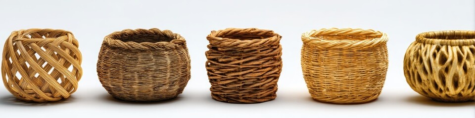 Obraz premium Small, round woven baskets in various styles