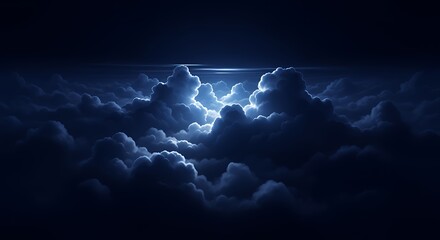 Dark Night Sky with Bright Cloud Formation and Starry Highlights