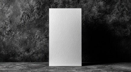 Blank white card on dark textured backdrop