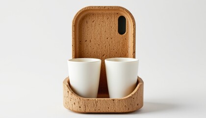 a high resolution eco friendly cup holder dispenser crafted from rice husk composite, featuring organic rough surface and heat and water resistant coating