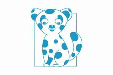 Minimalist Blue Spotted Bear on White Background Design