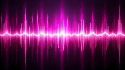 Abstract sound background of pink neon sound waves on black. Vibrant glowing audio waves, music background, dj dance party. Audio spectrum and equalizer, voice recording, sound frequency.