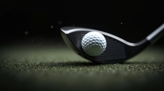 Golf ball on club face golf club sports