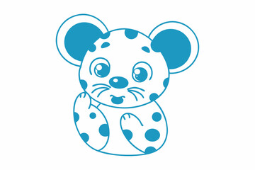 Playful White Mouse Cartoon Character with Blue Spots on White Background