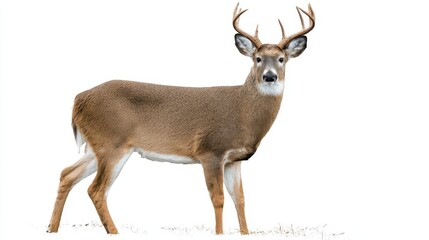 Fototapeta premium Majestic white-tailed deer standing gracefully in a snowy landscape during winter