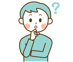 疑問を浮かべている男性のイラスト