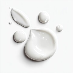 Creamy, white cosmetic product, swirled and drizzled on a white background
