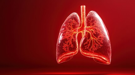 Fototapeta premium Abstract Lungs with red human bronchial tree structure. Lungs anatomy,left and right bronchus, bronchioles,Medicine cure tuberculosis, pneumonia, asthma. Abstract health care medical concept.