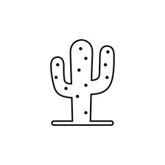 Minimal Line Icon of Cactus, Desert Plant, and Succulent Symbol
