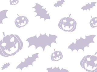 ハロウィンイラスト 白背景素材（コウモリ・カボチャ）