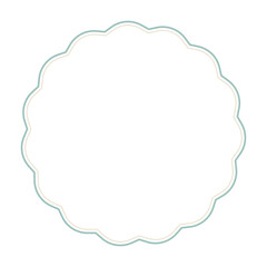 ナチュラルなスモーキーグリーンとベージュの可愛い花型フレームイラスト