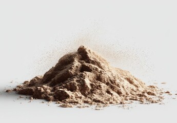 Light brown powder pile erupts slightly, against a plain white background