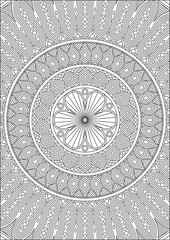 Line Art Mandala Coloring Pages Zentangle Full Page Stress Relief Art Therapy Vector