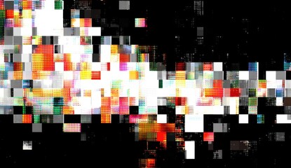 Abstract pixelated pattern with vibrant colors and glitches